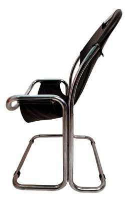 Bauhaus Style Tubular Metal and Faux Leather Collection Chair, 1970s-FIP-1145704