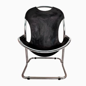 Bauhaus Style Tubular Metal and Faux Leather Collection Chair, 1970s-FIP-1145704