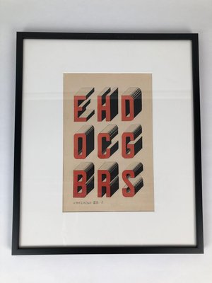 Bauhaus Style Typography Gouache Studies, 1920s, Set of 2-BAF-763556