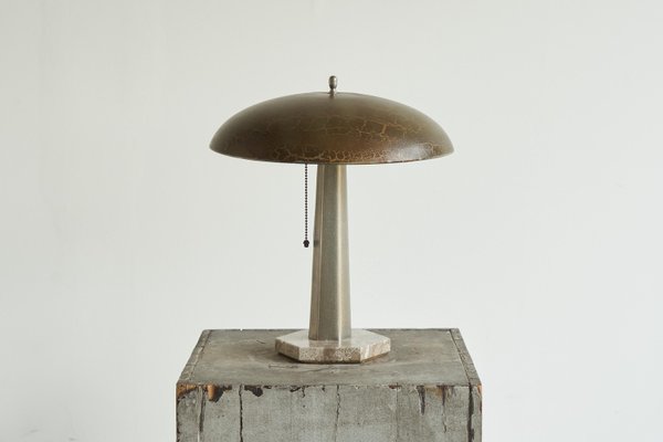 Bauhaus Table Lamp in Metal and Marble, 1920s-FEW-2024230