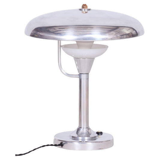 Bauhaus Table Lamp in Nickle-Plated Steel attributed to Franta Anýž, 1920s