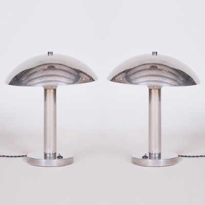 Bauhaus Table Lamps in Chrome-Plated Steel, Former Czechoslovakia, 1930s, Set of 2-WHY-1768692