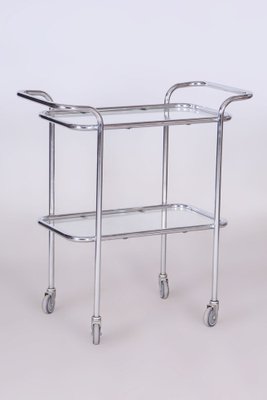 Bauhaus Trolley in Chrome-Plated Steel and Glass, Germany, 1940s-WHY-1795934