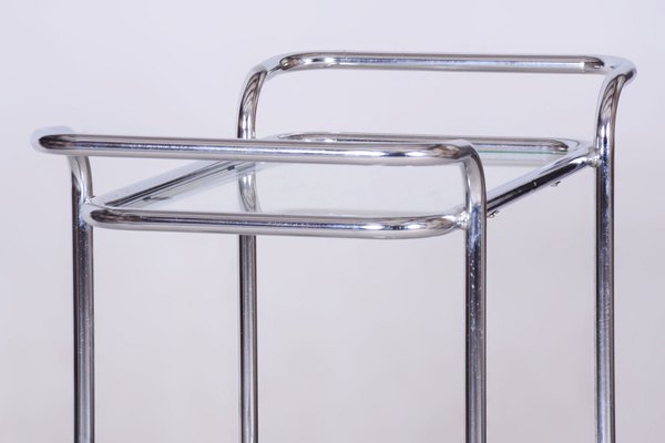 Bauhaus Trolley in Chrome-Plated Steel and Glass, Germany, 1940s-WHY-1795934