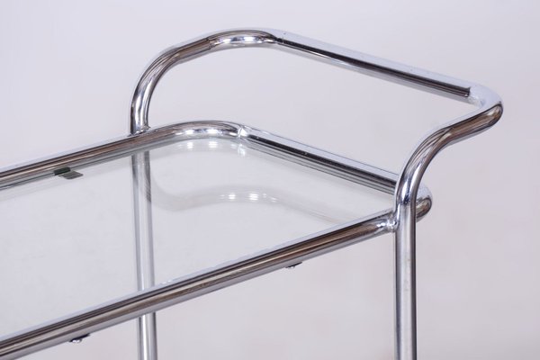 Bauhaus Trolley in Chrome-Plated Steel and Glass, Germany, 1940s-WHY-1795934