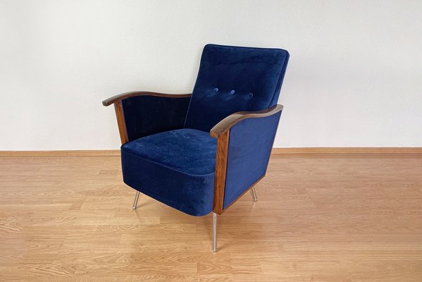 Bauhaus Tubular Armchairs in Velvet, 1960s, Set of 2-HDN-1743056