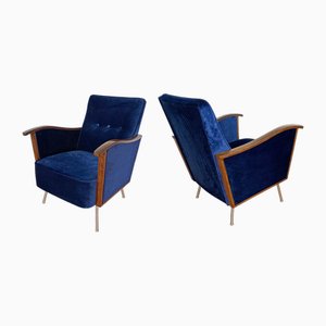 Bauhaus Tubular Armchairs in Velvet, 1960s, Set of 2-HDN-1743056