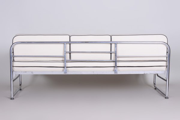 Bauhaus Tubular Chrome & Ivory Leather Sofa attributed to Mücke Melder, 1930s-WHY-1767465