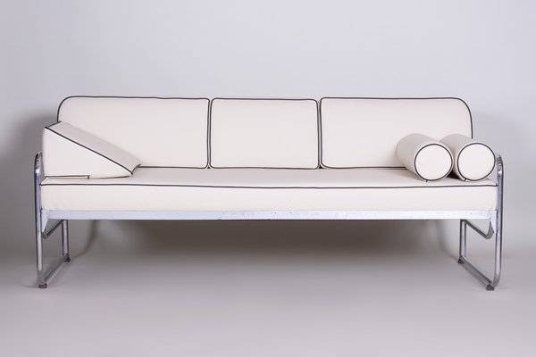 Bauhaus Tubular Chrome & Ivory Leather Sofa attributed to Mücke Melder, 1930s-WHY-1767465