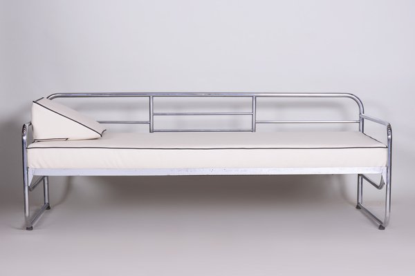 Bauhaus Tubular Chrome & Ivory Leather Sofa attributed to Mücke Melder, 1930s-WHY-1767465