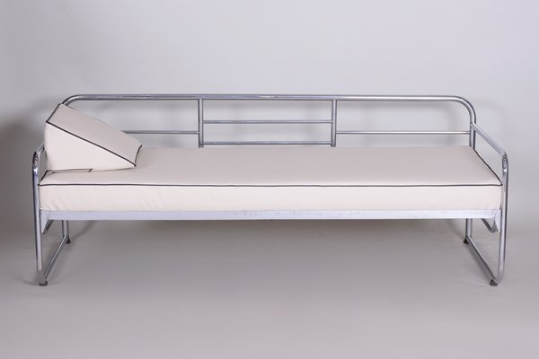 Bauhaus Tubular Chrome & Ivory Leather Sofa attributed to Mücke Melder, 1930s-WHY-1767465