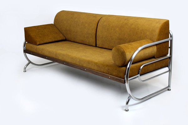 Bauhaus Tubular Chrome & Steel Sofa from Hynek Gottwald, 1930s-WVS-1757875