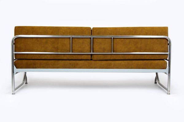 Bauhaus Tubular Chrome & Steel Sofa from Hynek Gottwald, 1930s-WVS-1757875