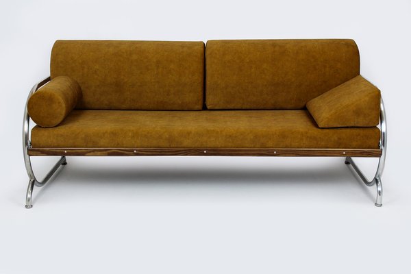 Bauhaus Tubular Chrome & Steel Sofa from Hynek Gottwald, 1930s-WVS-1757875