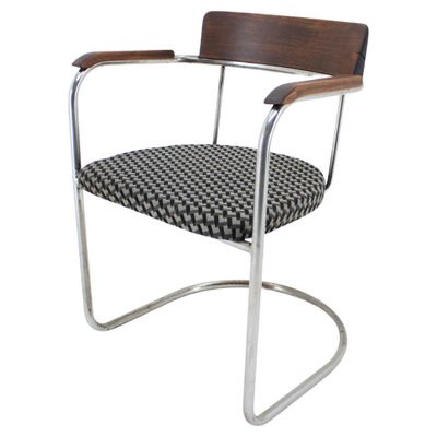 Bauhaus Tubular Steel Chrome Desk Chair, Czechoslovakia, 1930s-TZ-1153604