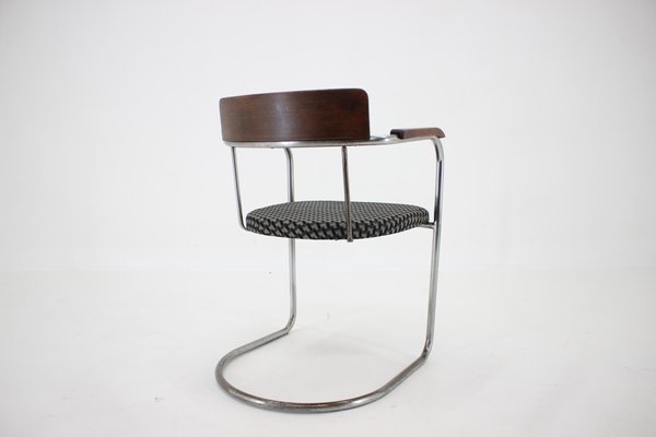 Bauhaus Tubular Steel Chrome Desk Chair, Czechoslovakia, 1930s-TZ-1153604