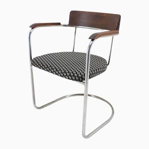 Bauhaus Tubular Steel Chrome Desk Chair, Czechoslovakia, 1930s-TZ-1153604