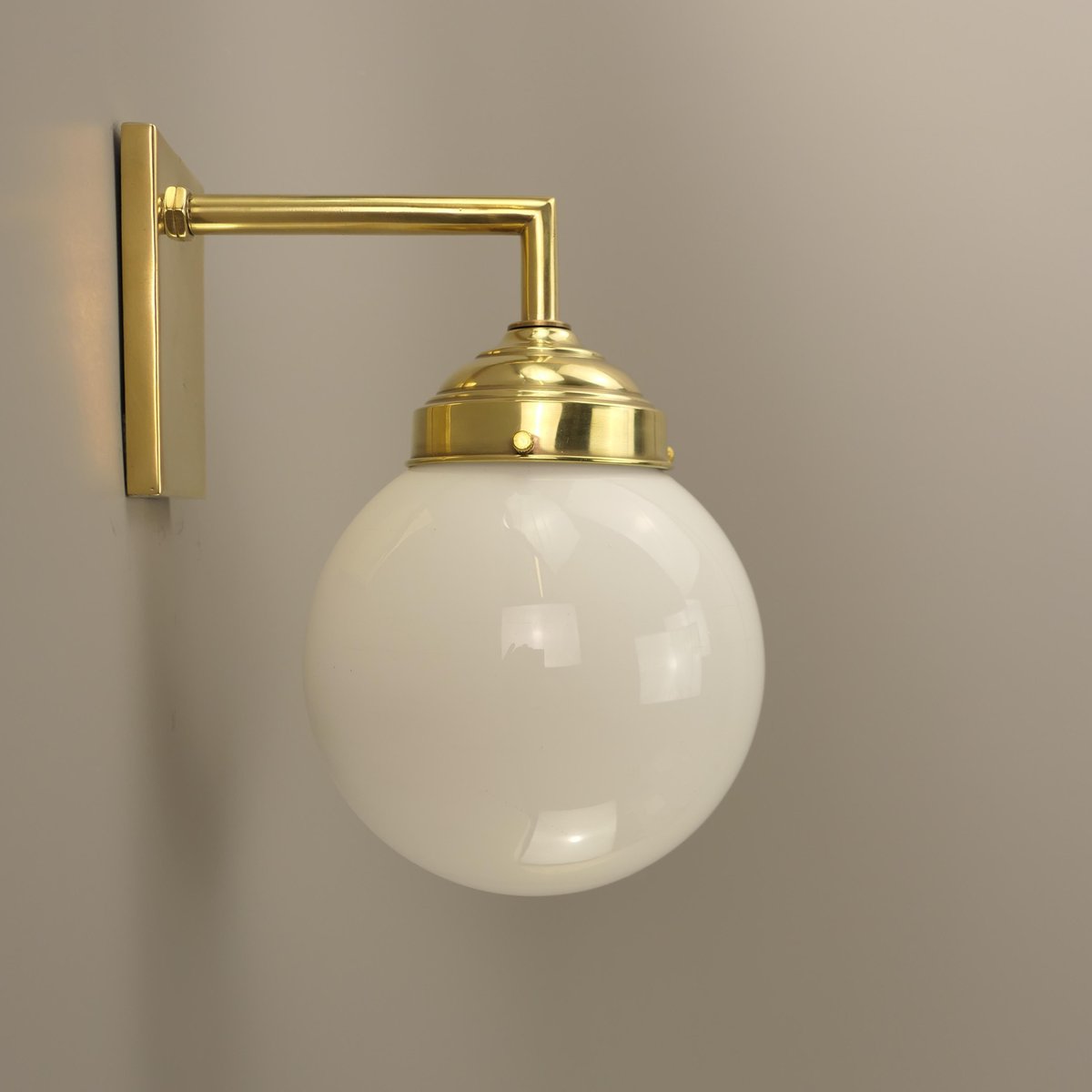 Bauhaus Wall Lamp in Brass with Opal Shade, Germany, 1925