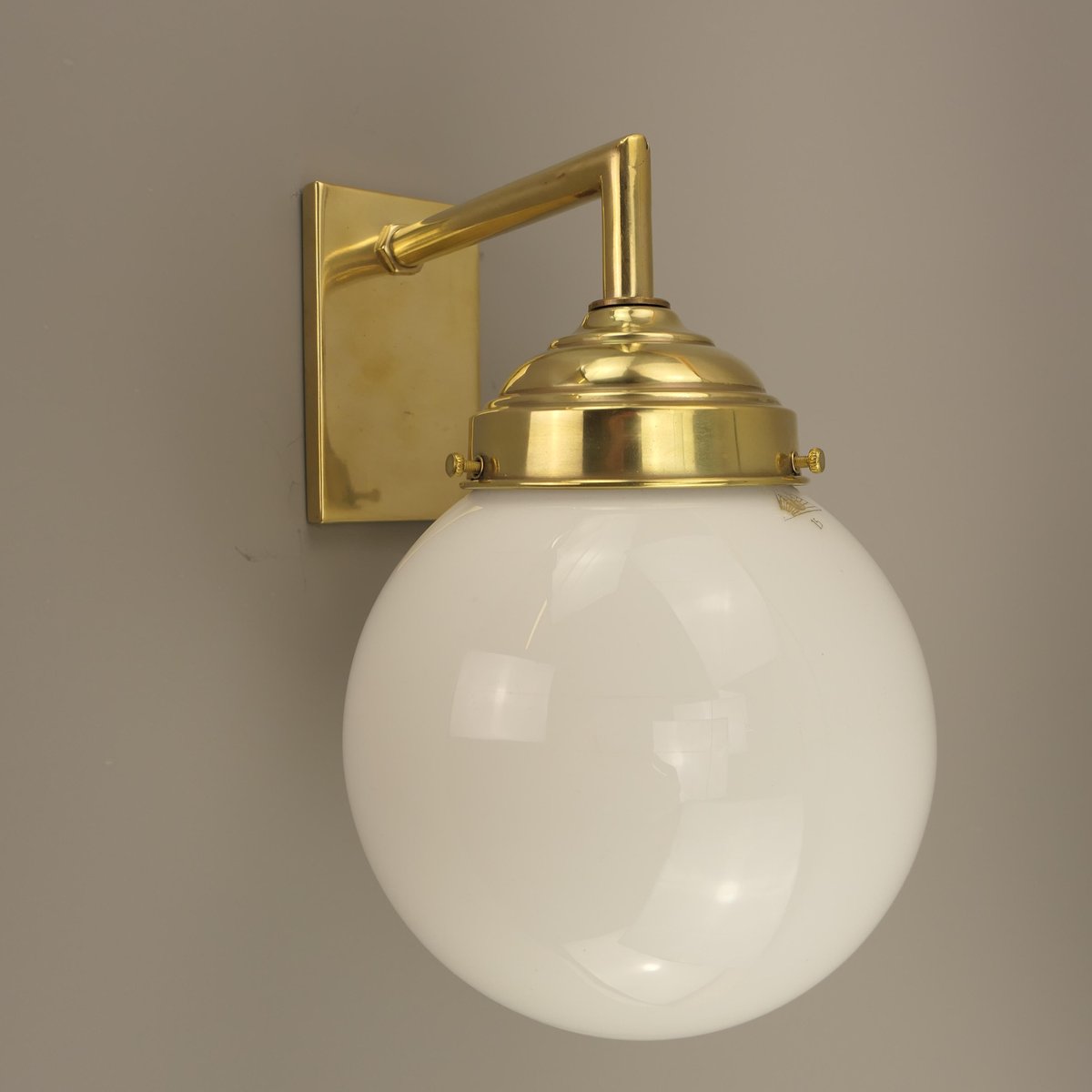 Bauhaus Wall Lamp in Brass with Opal Shade, Germany, 1925