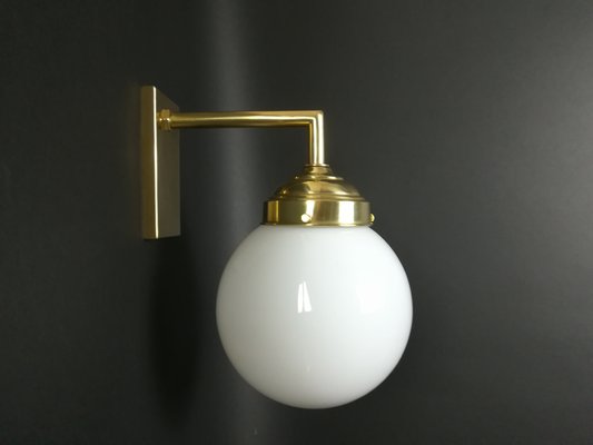 Bauhaus Wall Lamp in Brass with Opal Shade, Germany, 1925-KDB-1785222