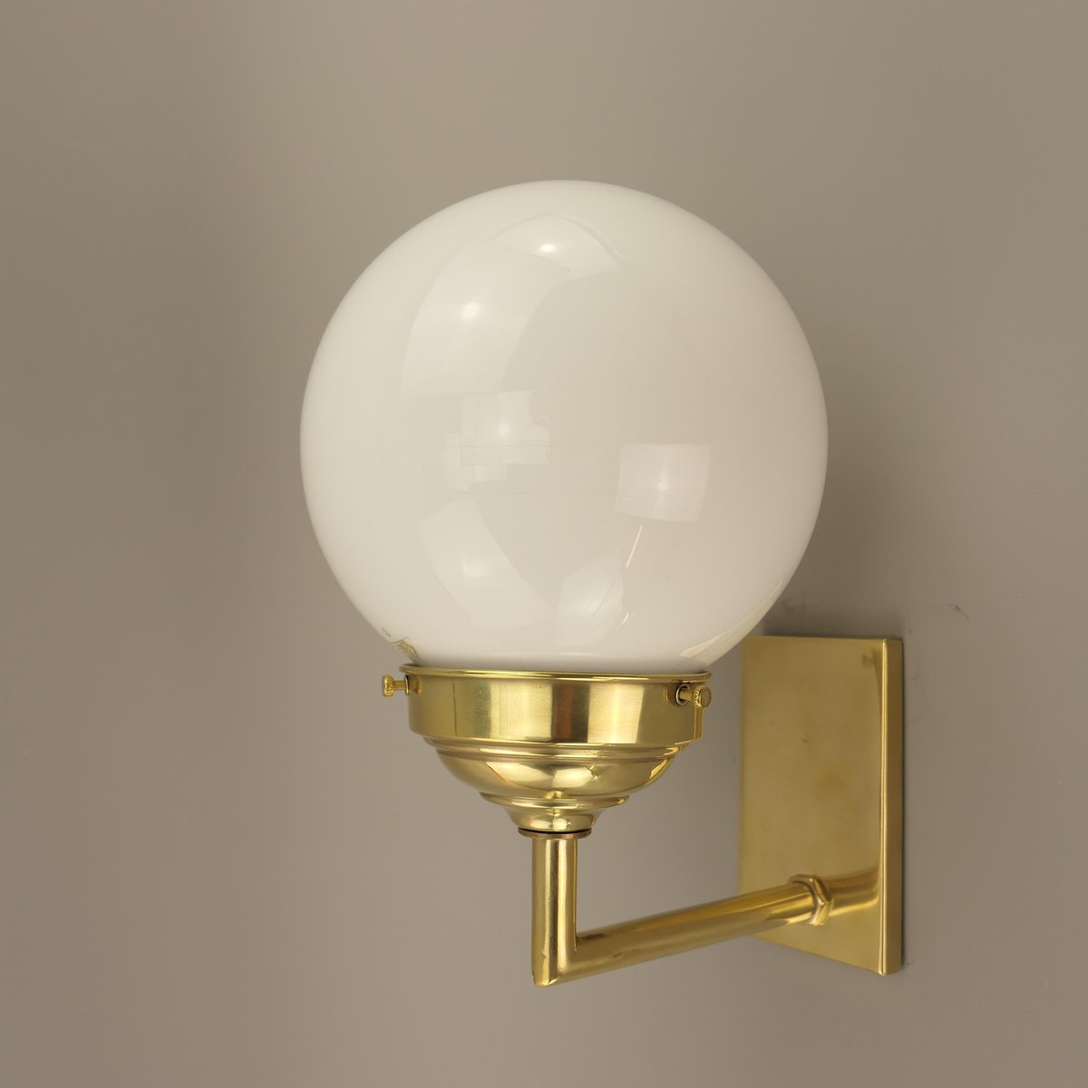 Bauhaus Wall Lamp in Brass with Opal Shade, Germany, 1925