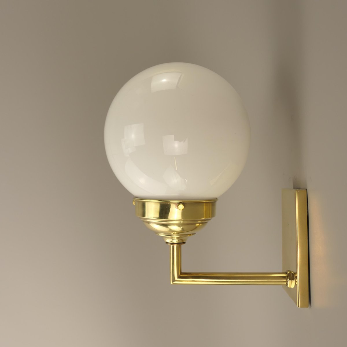 Bauhaus Wall Lamp in Brass with Opal Shade, Germany, 1925