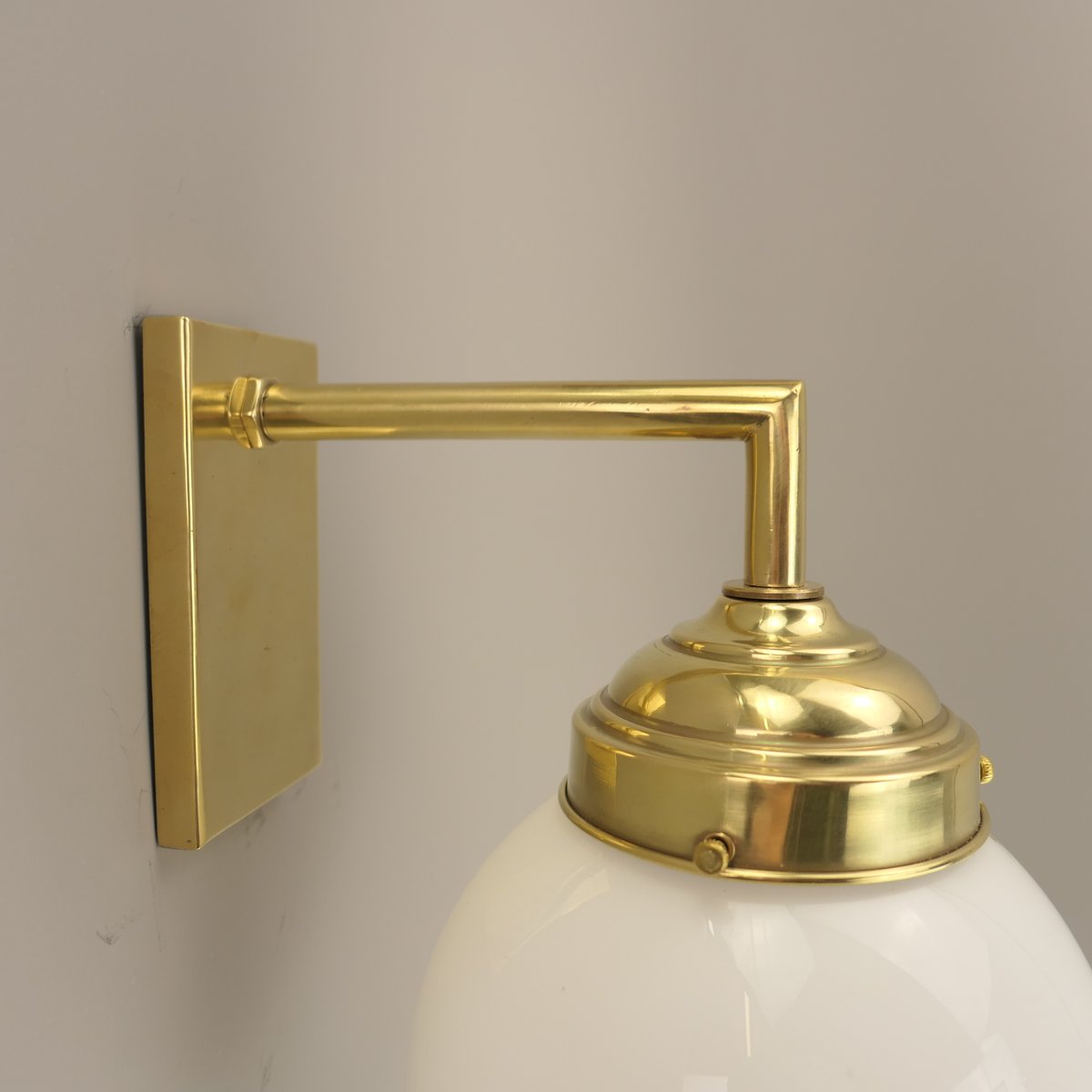 Bauhaus Wall Lamp in Brass with Opal Shade, Germany, 1925