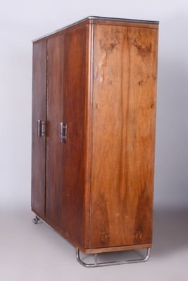 Bauhaus Wardrobe in Walnut and Chrome attributed to Hynek Gottwald, Former Czechoslovakia, 1930s-WHY-1790739