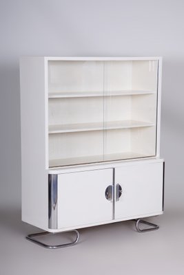 Bauhaus White Chrome-Plated Steel & Lacquered Wood Cabinet attributed to Vichr, 1930s-WHY-1767560