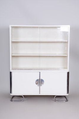 Bauhaus White Chrome-Plated Steel & Lacquered Wood Cabinet attributed to Vichr, 1930s-WHY-1767560