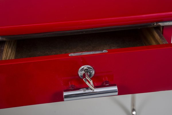 Bauhaus Writing Desk in Lacquered Wood & Chrome-Plated Steel, Germany, 1930s-WHY-1780353