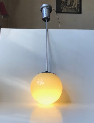 Bauhaus Yellow Opaline Glass Pendant Lamp from Lyfa, 1930s-LCR-964768