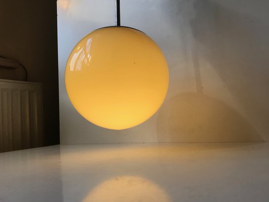 Bauhaus Yellow Opaline Glass Pendant Lamp from Lyfa, 1930s-LCR-964768