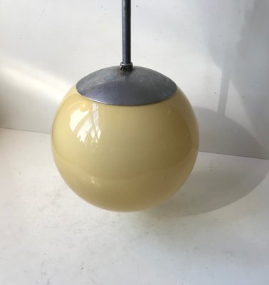 Bauhaus Yellow Opaline Glass Pendant Lamp from Lyfa, 1930s-LCR-964768