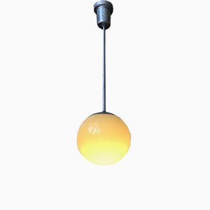 Bauhaus Yellow Opaline Glass Pendant Lamp from Lyfa, 1930s-LCR-964768