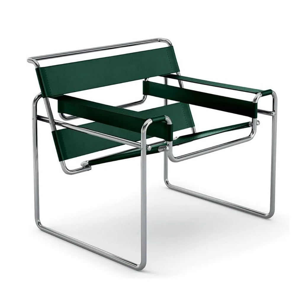 Wassily Chair - Leather Easy Chair With Armrests by Knoll #Cowhide | Bauhaus Green (02BC)