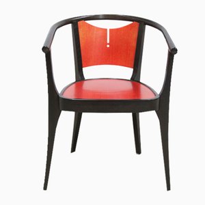 Baumann Armchairs Model Diese in Colour Wengé and Red from Pagnon Pelhaître, Set of 6-VQY-1744130