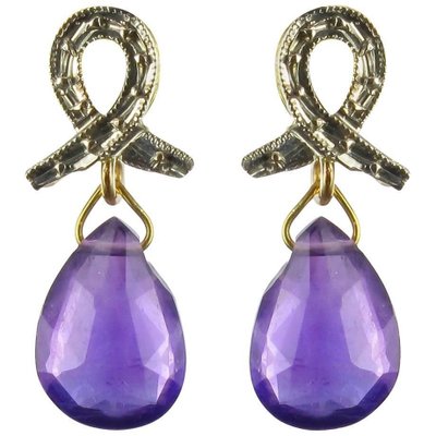 Baume Gold Amethyst Briolette Dangle Earrings, Set of 2-OLU-896365