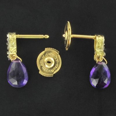 Baume Gold Amethyst Briolette Dangle Earrings, Set of 2-OLU-896365