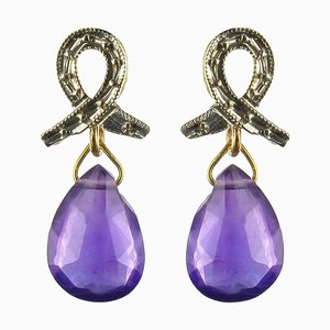 Baume Gold Amethyst Briolette Dangle Earrings, Set of 2-OLU-896365