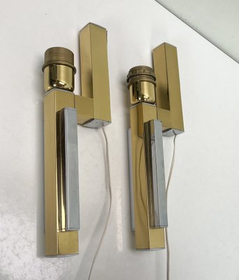 Bd Lumica Brass and Chrome Wall Lamps, 1970s, Set of 2-WZZ-1746290