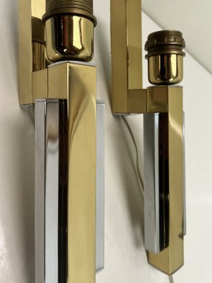 Bd Lumica Brass and Chrome Wall Lamps, 1970s, Set of 2-WZZ-1746290