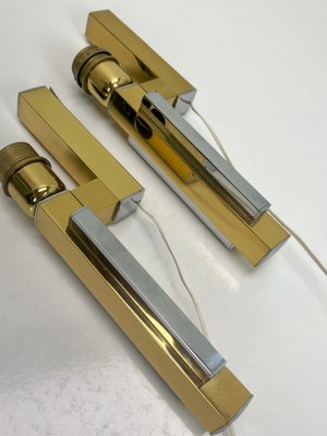 Bd Lumica Brass and Chrome Wall Lamps, 1970s, Set of 2-WZZ-1746290