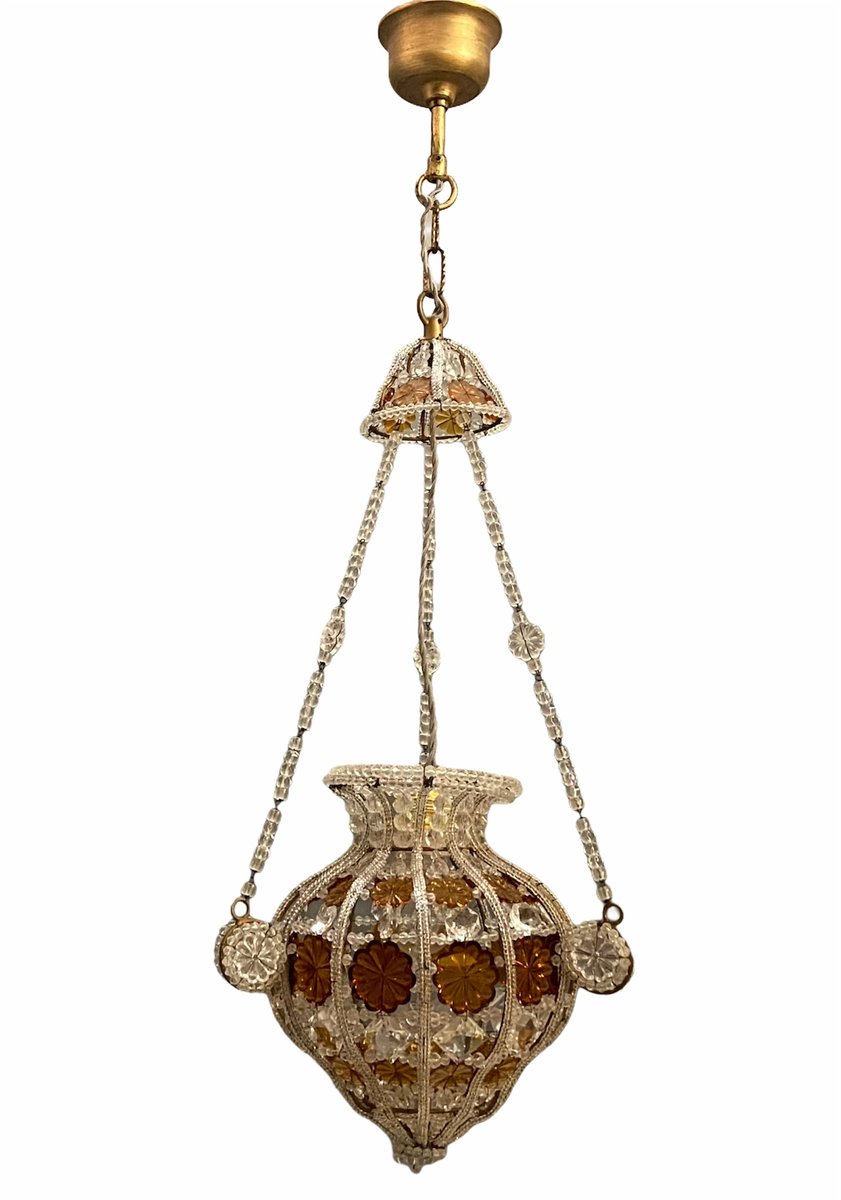 Beaded Crystal Pendant Lamps from Bacci Firenze, 1970s, Set of 2