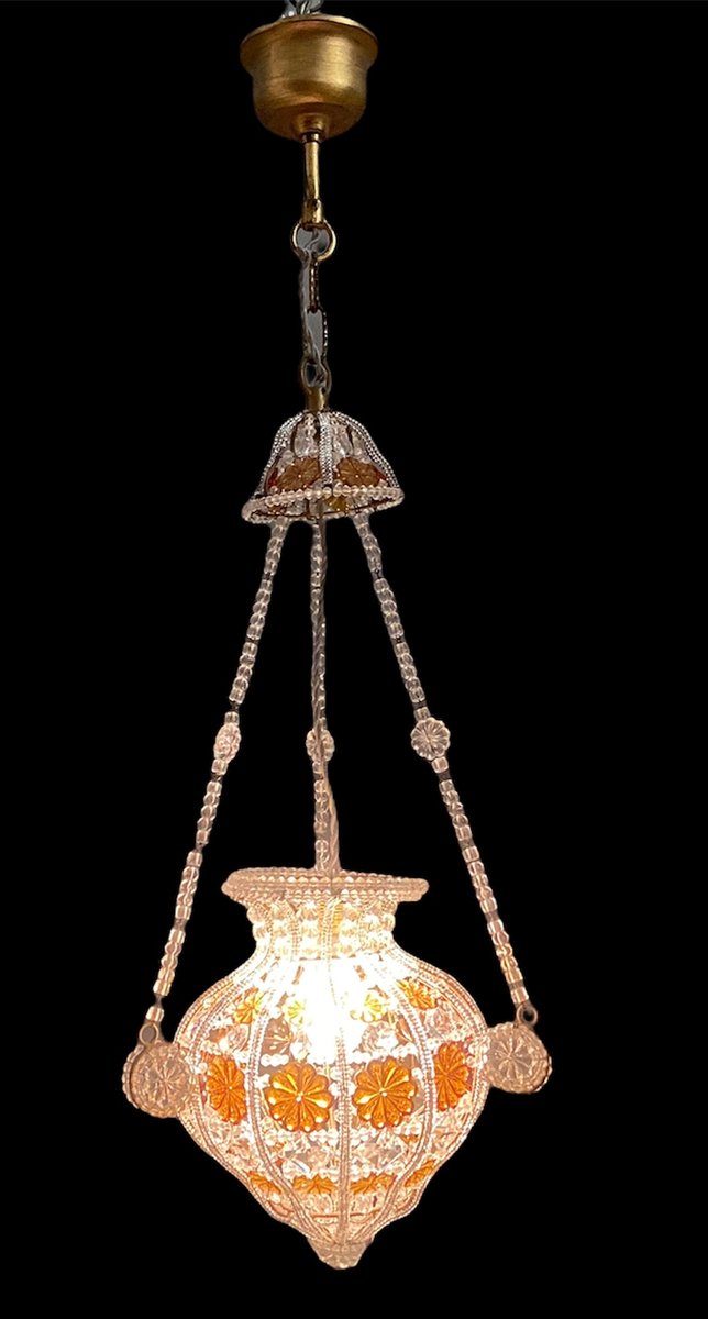 Beaded Crystal Pendant Lamps from Bacci Firenze, 1970s, Set of 2