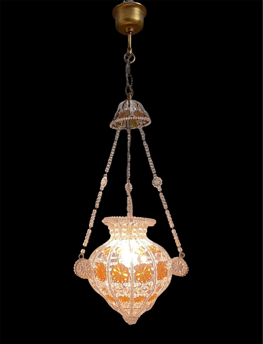 Beaded Crystal Pendant Lamps from Bacci Firenze, 1970s, Set of 2