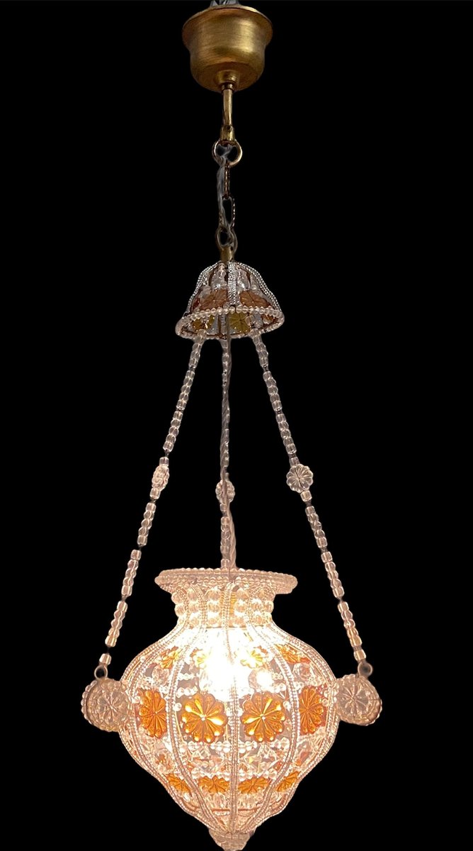 Beaded Crystal Pendant Lamps from Bacci Firenze, 1970s, Set of 2