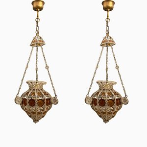 Beaded Crystal Pendant Lamps from Bacci Firenze, 1970s, Set of 2-JJC-884991