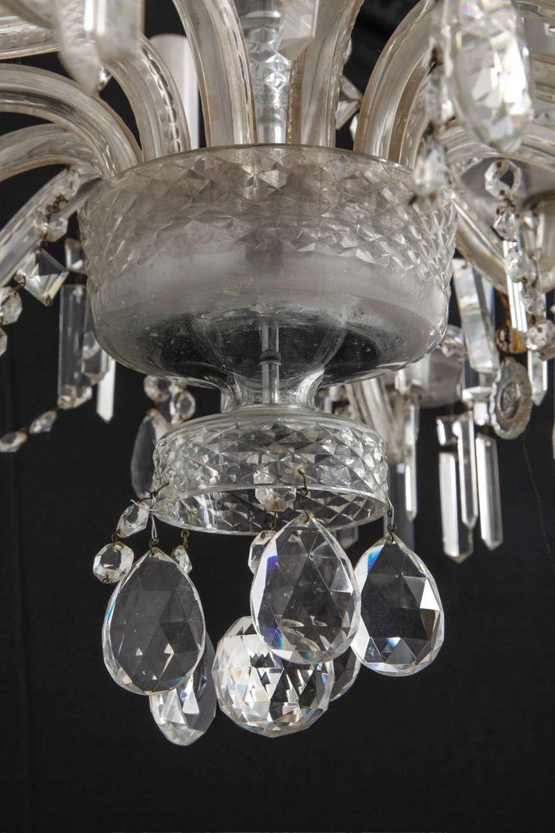 Beaded Crystal Two Tiers Chandelier from Bohemia, 1940s