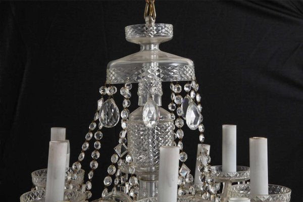 Beaded Crystal Two Tiers Chandelier from Bohemia, 1940s